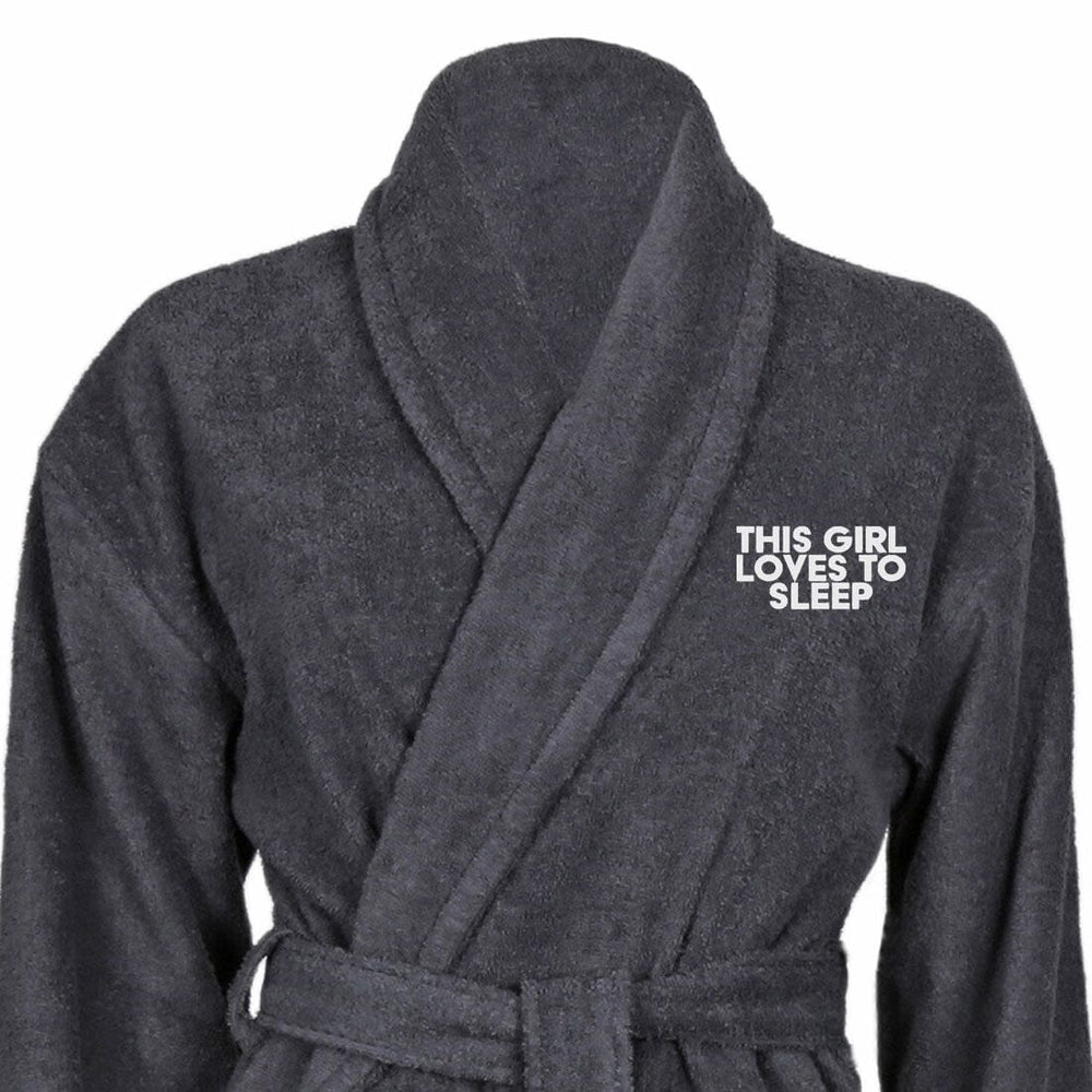Personalised Cotton Shawl Collar Loves to Sleep Bathrobe