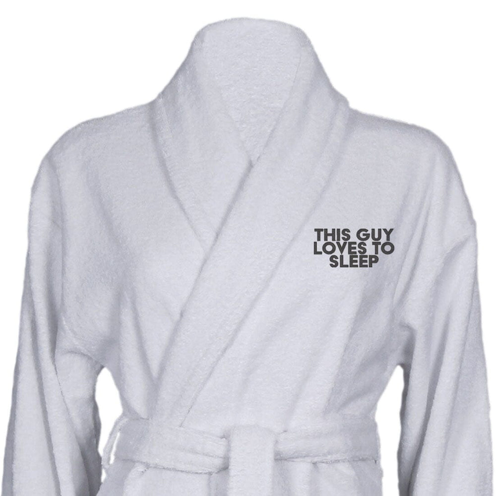 Personalised Cotton Shawl Collar Loves to Sleep Bathrobe