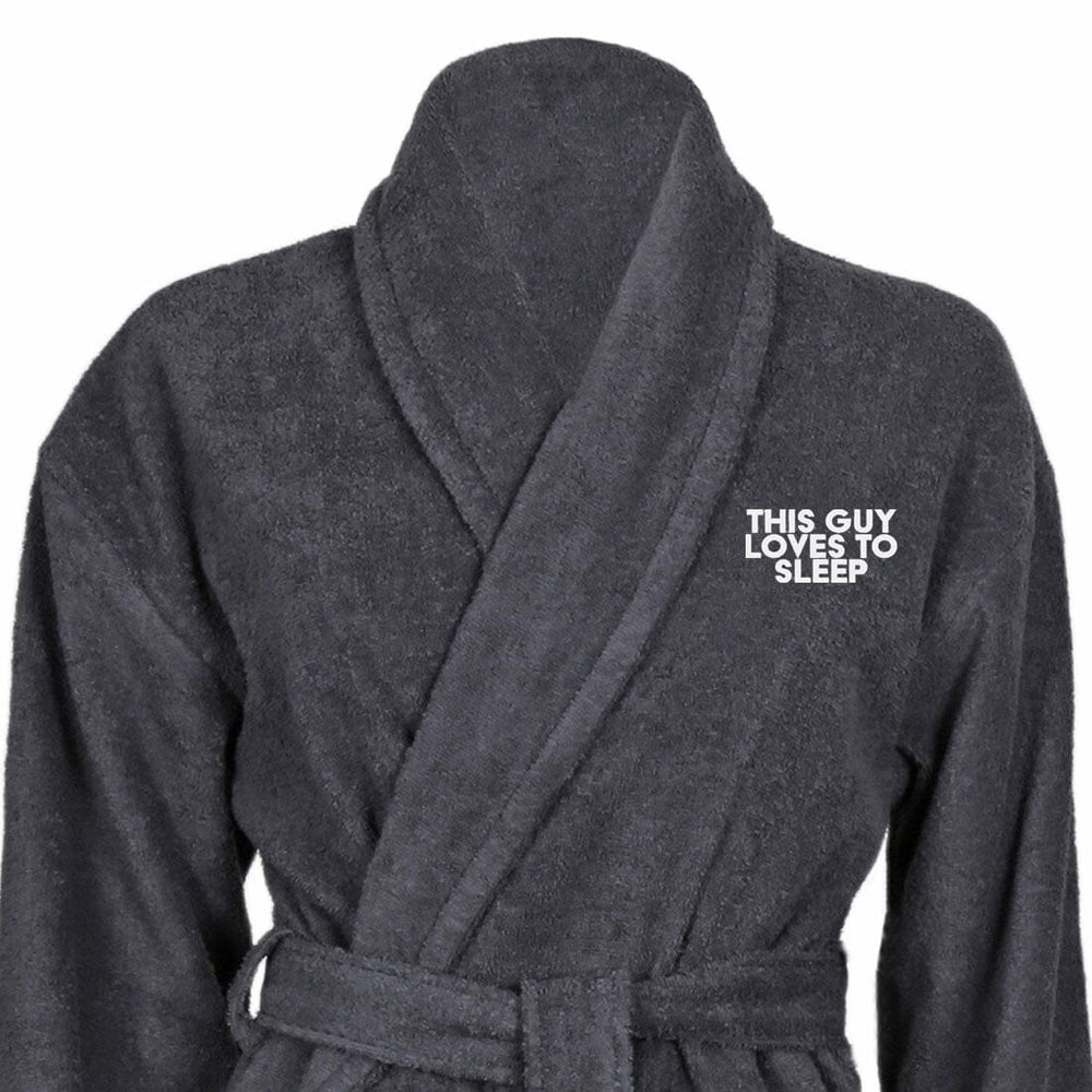 Personalised Cotton Shawl Collar Loves to Sleep Bathrobe