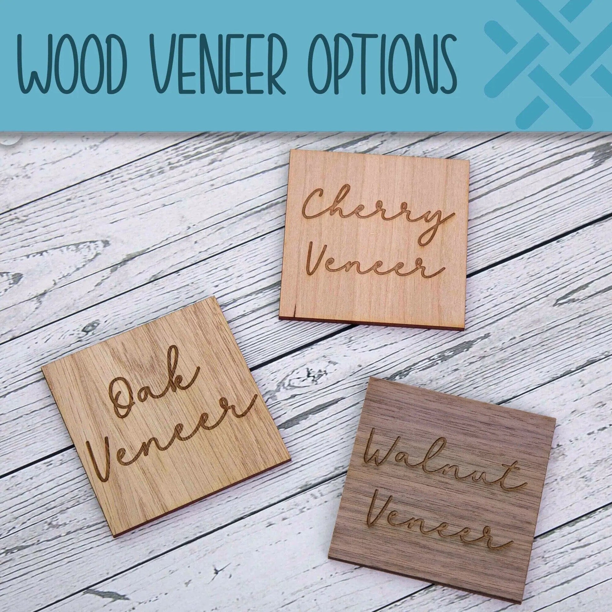 veneer wood options for engraved coasters, laser cut to order from quality veneer