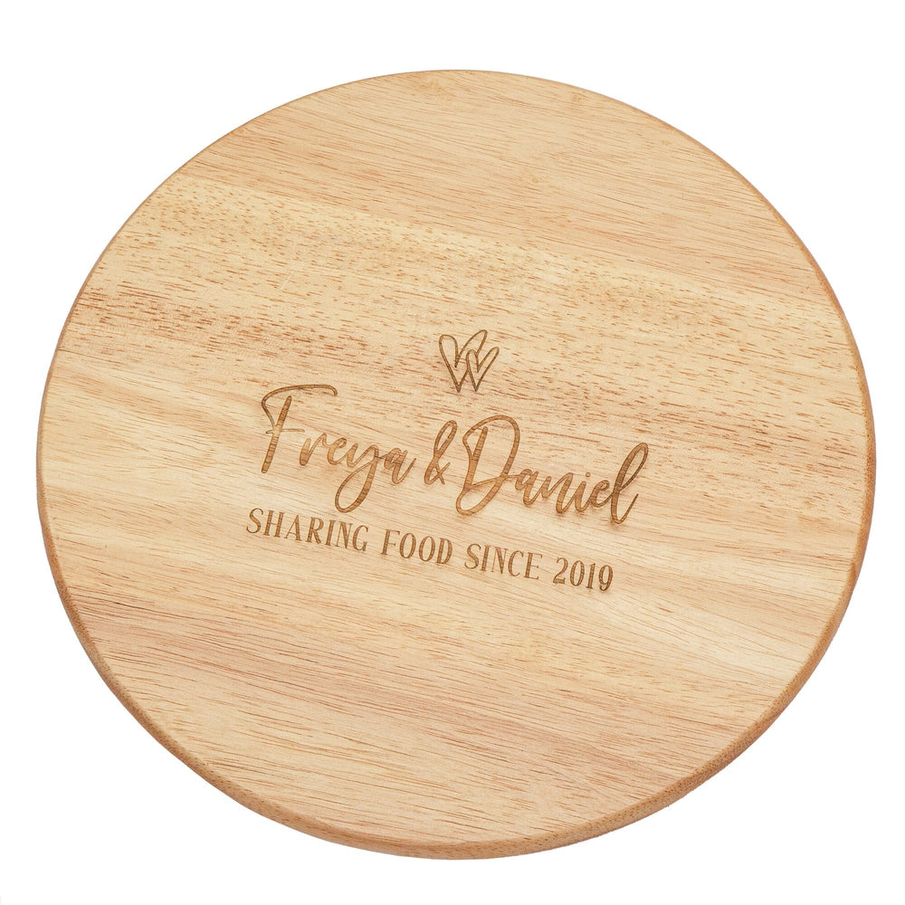 Personalised Couples Heveawood Lazy Susan White Backdrop