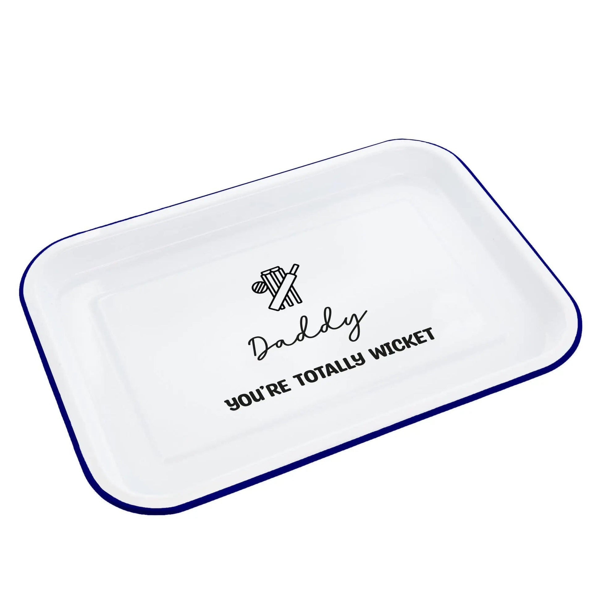 Personalised Cricket Themed Enamel Snack Tray