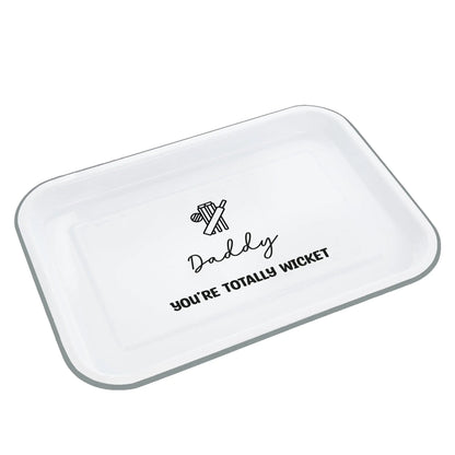 Personalised Cricket Themed Enamel Snack Tray