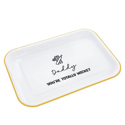 Personalised Cricket Themed Enamel Snack Tray