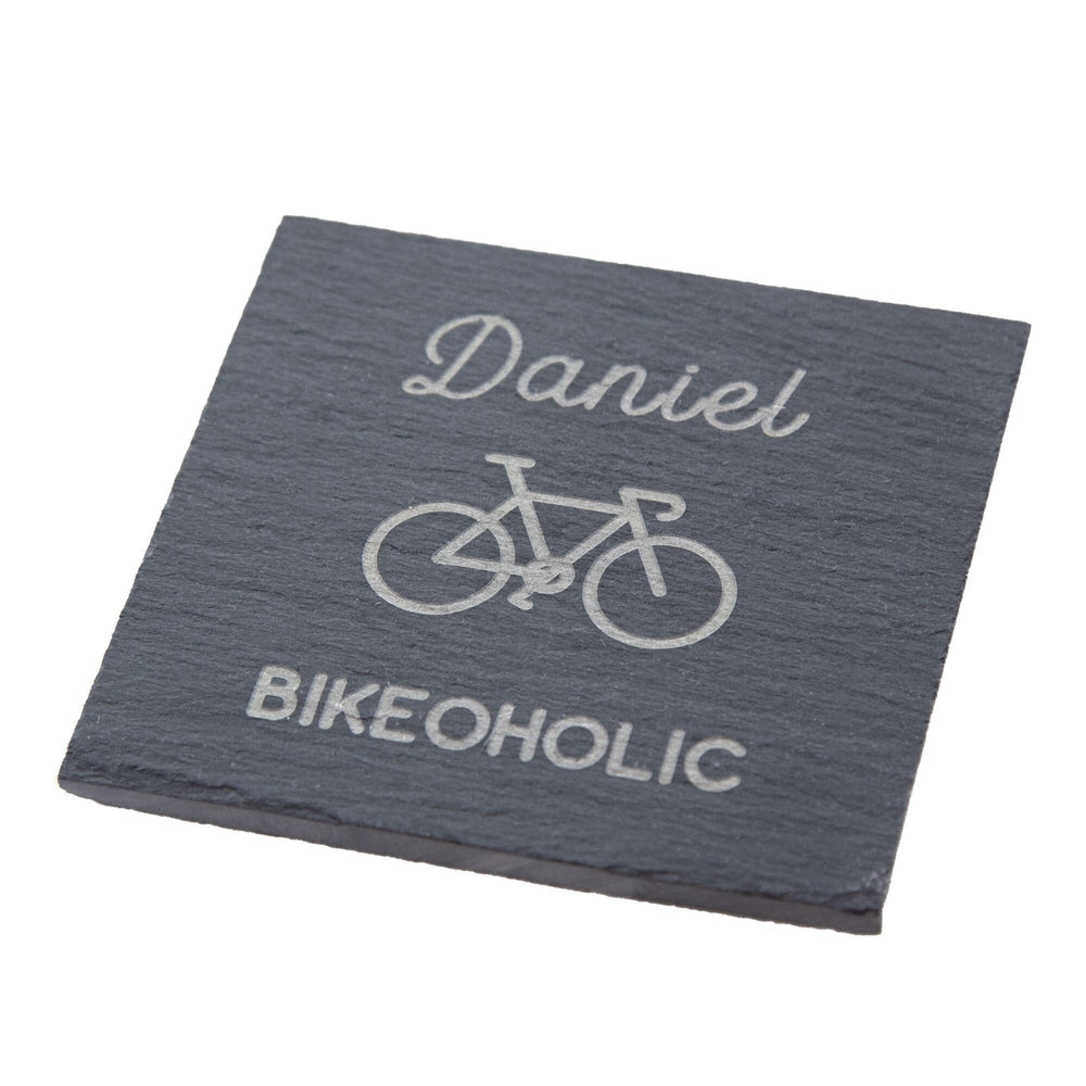 Personalised Cycling Lover Slate Coaster