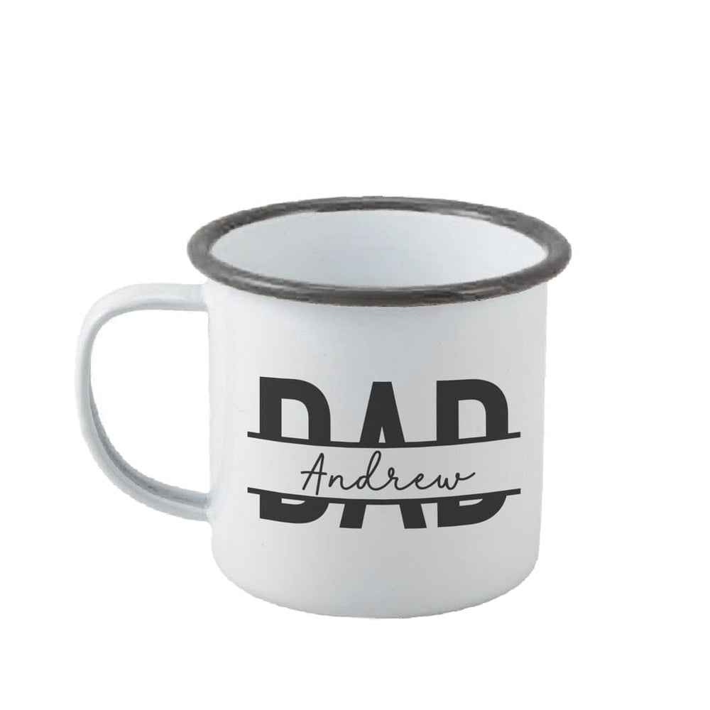 Personalised Dad Monogram Enamel Mug white backdrop