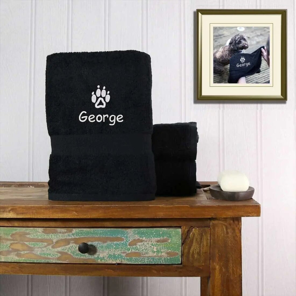 Personalised Dog Towel - Duncan Stewart 1978 Aztex-Combed-Cotton-Black Duncan Stewart 1978