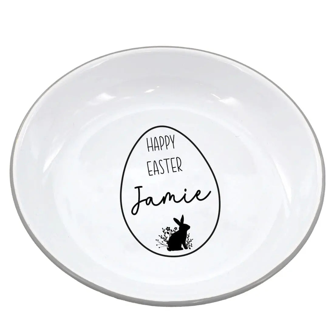 Personalised Easter Enamel Snack Bowl - Duncan Stewart 1978 Enamel-White-with-Grey-Rim Duncan Stewart 1978