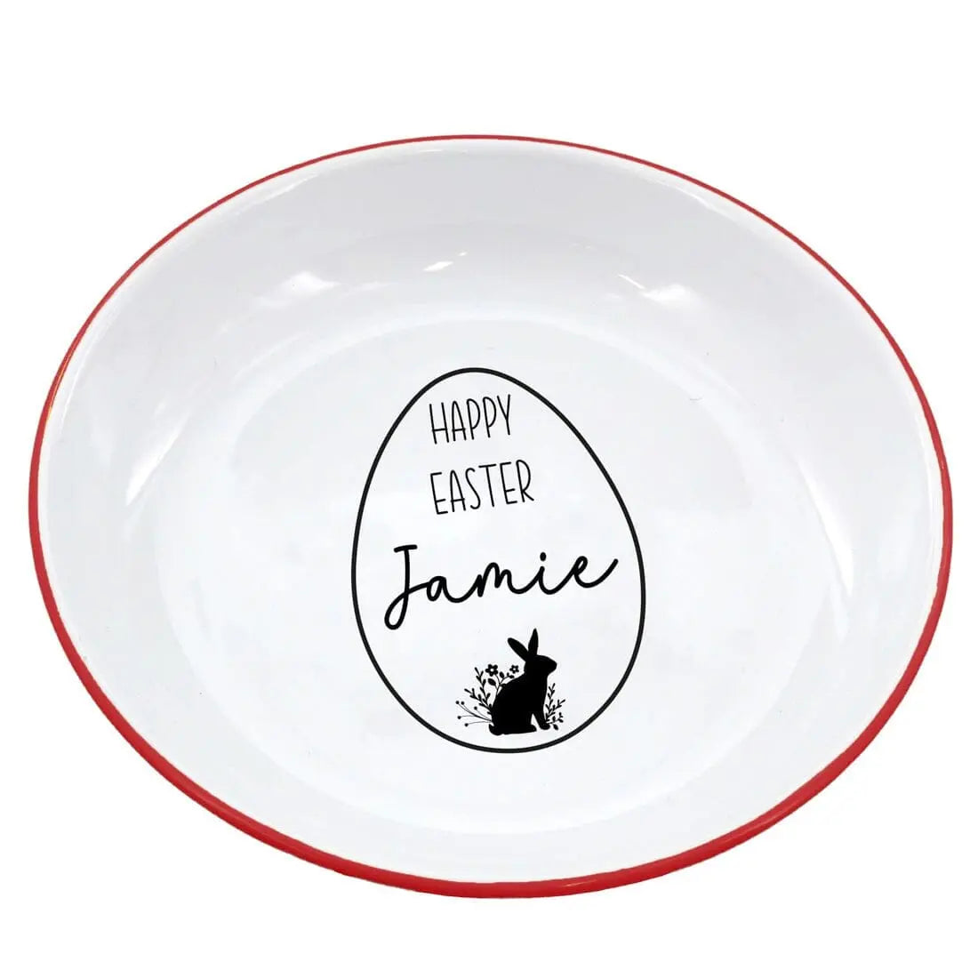 Personalised Easter Enamel Snack Bowl - Duncan Stewart 1978 Enamel-White-with-Red-Rim Duncan Stewart 1978