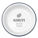 Personalised Easter Treats Enamel Bowl white backdrop