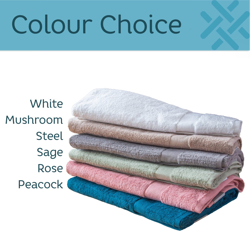 Image of all the colour options of the embrace towel range