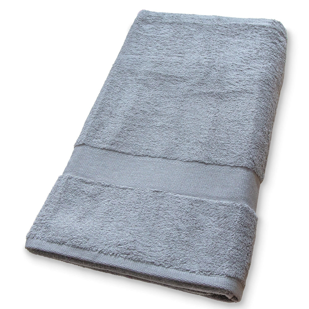 Steel coloured towel on a white background