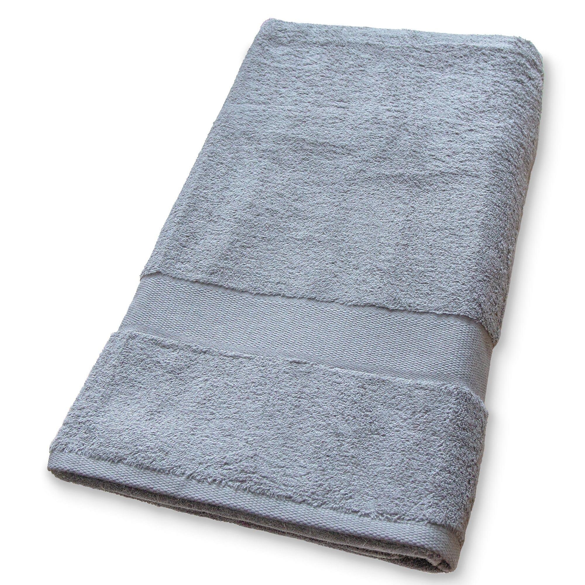 Steel coloured towel on a white background