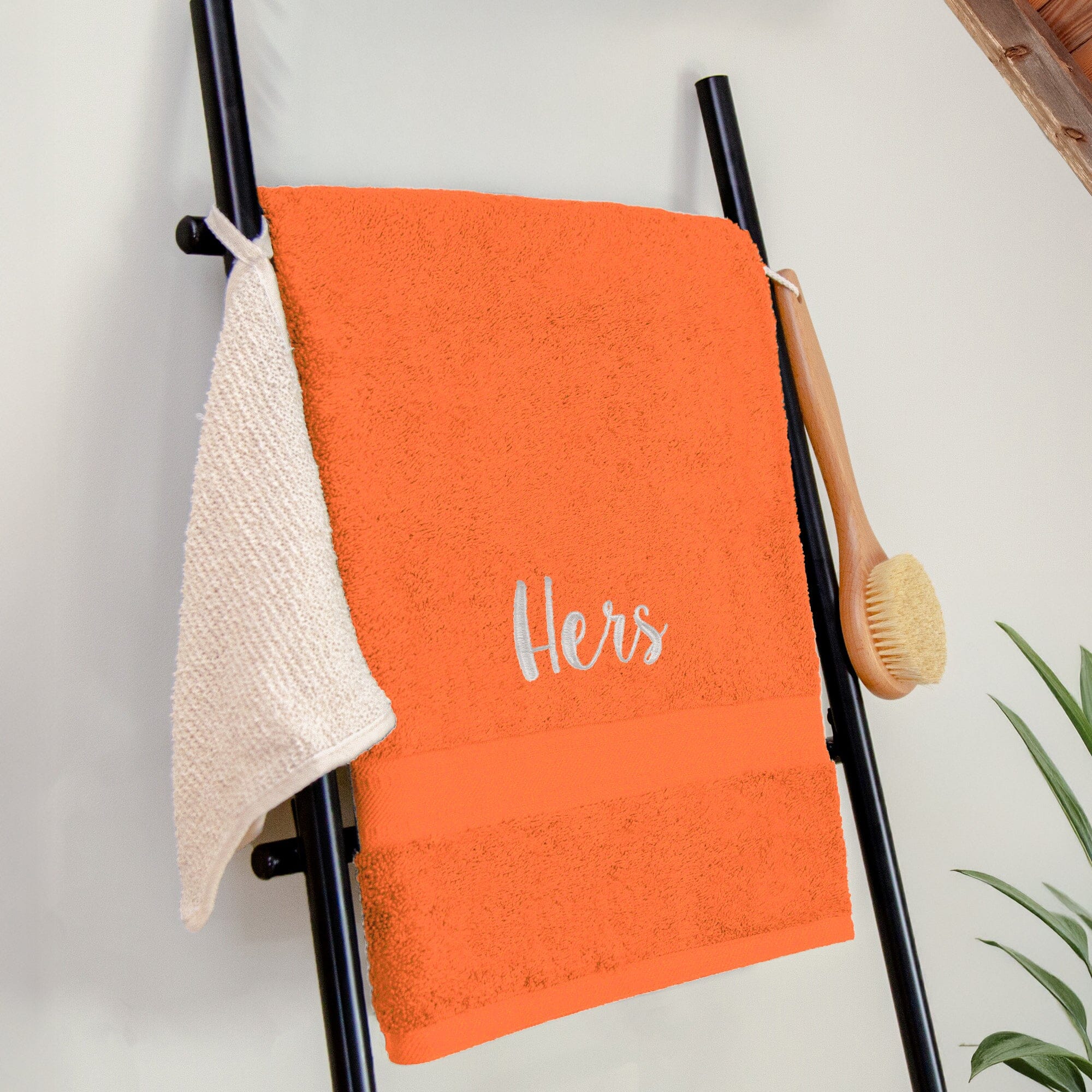 Name on a orange bath sheet