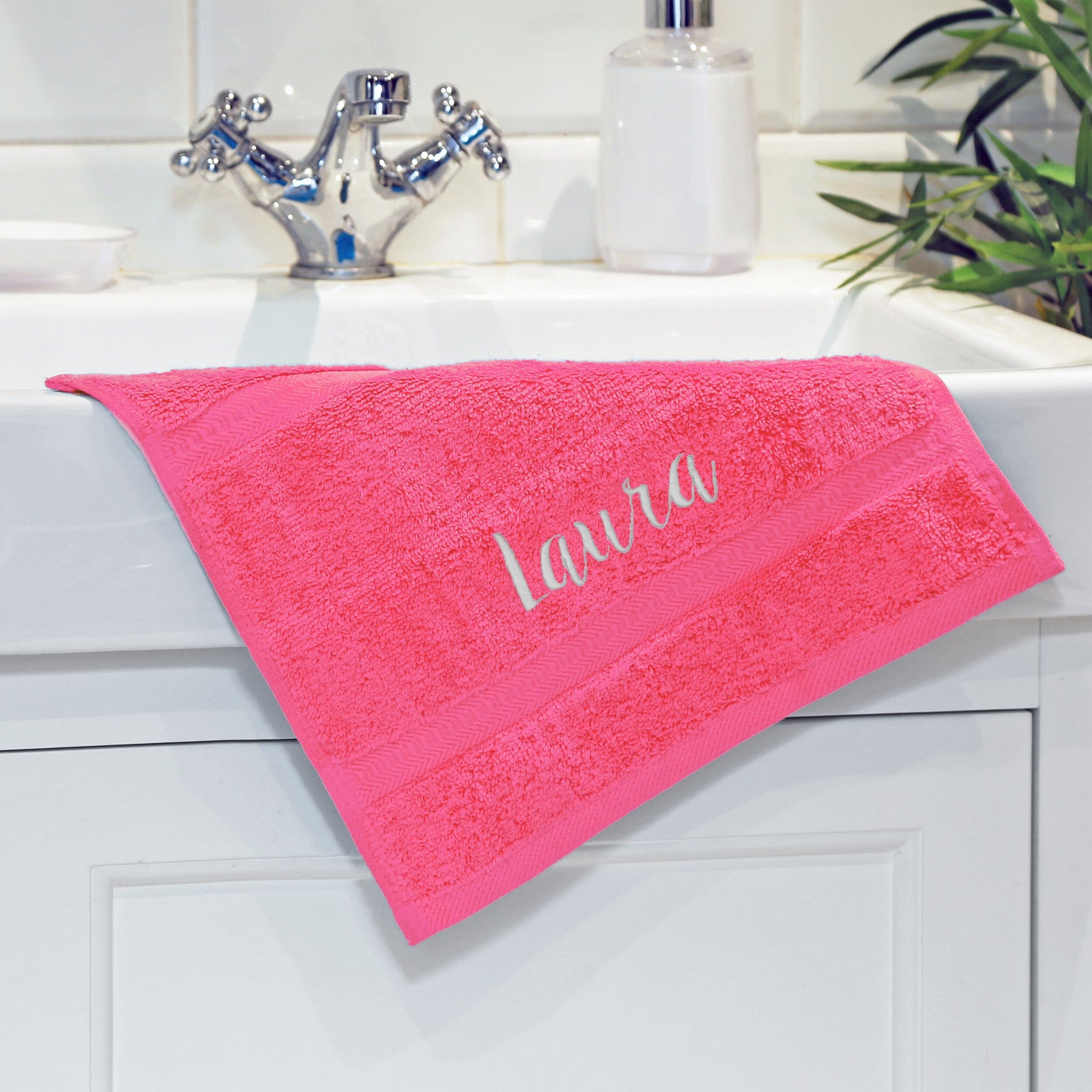 name on pink face flannel