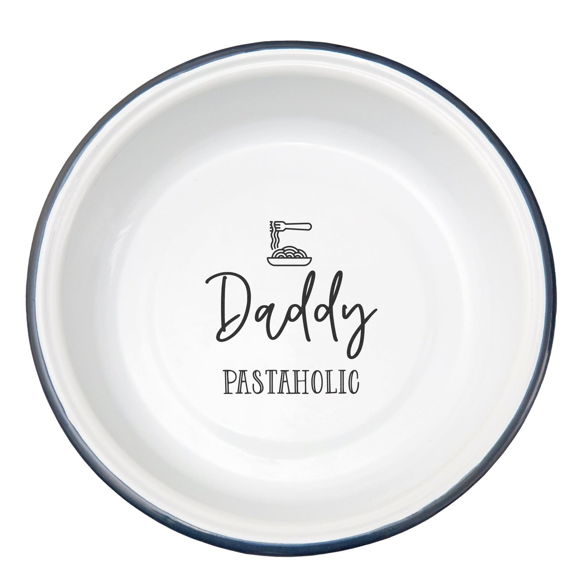 Personalised Enamel Pasta Bowl  white backdrop