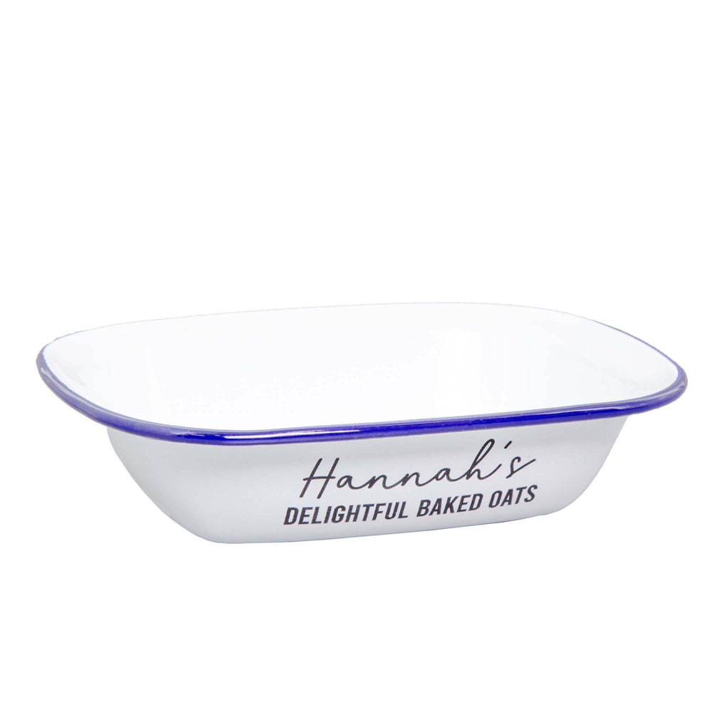 Personalised Enamel Serving Dish on white backdrop