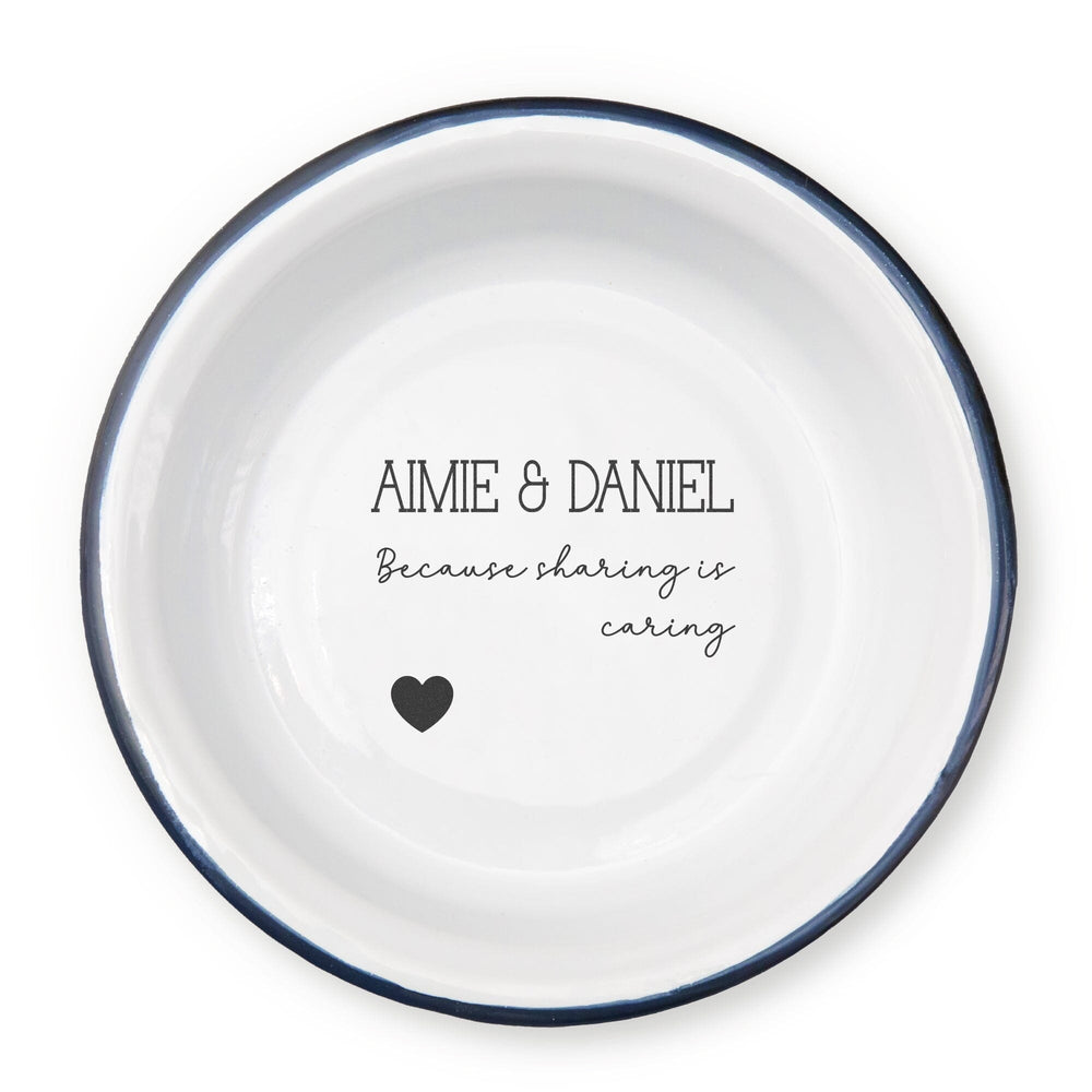 Personalised Enamel Sharing Snack Bowl white backdrop   