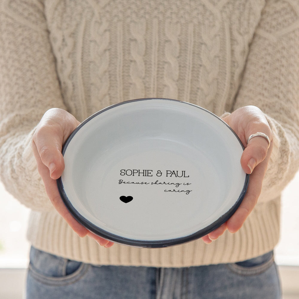 Female holding personalised Enamel Sharing Snack Bowl   