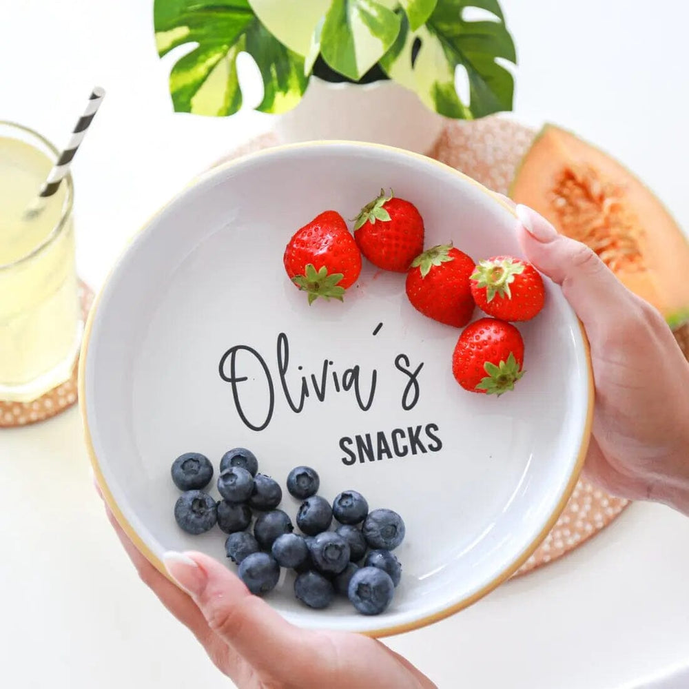 Personalised Enamel Snack Bowl  with fruits around