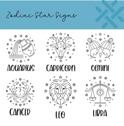 An infographic showing the star signs options