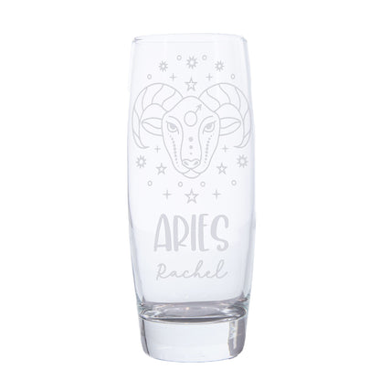 Aries Zodiac sign on Hi Ball glass with a name