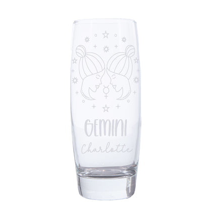 Gemini Zodiac sign on Hi Ball glass with a name