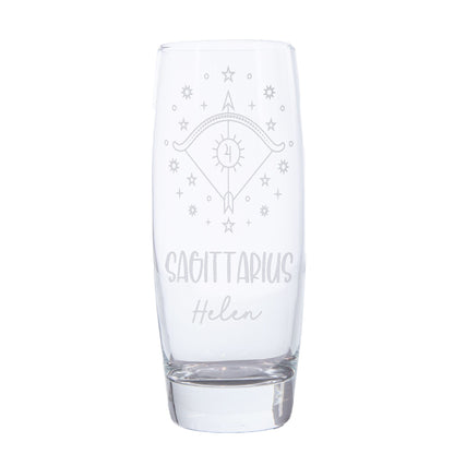 Sagittarius Zodiac sign on Hi Ball glass with a name