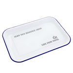 Personalised Enjoy Your Breakfast Enamel Serving Tray White Backdrop