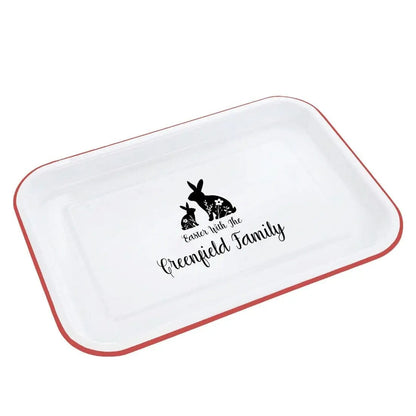 Personalised Family Easter Enamel Serving Tray - Duncan Stewart 1978 Enamel-White-with-Red-Rim Duncan Stewart 1978