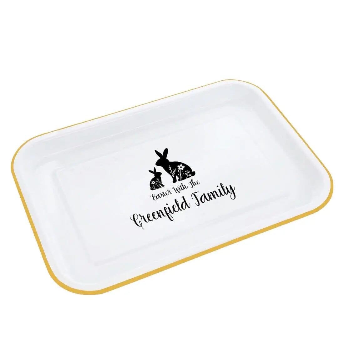 Personalised Family Easter Enamel Serving Tray - Duncan Stewart 1978 Enamel-White-with-Yellow-Rim Duncan Stewart 1978