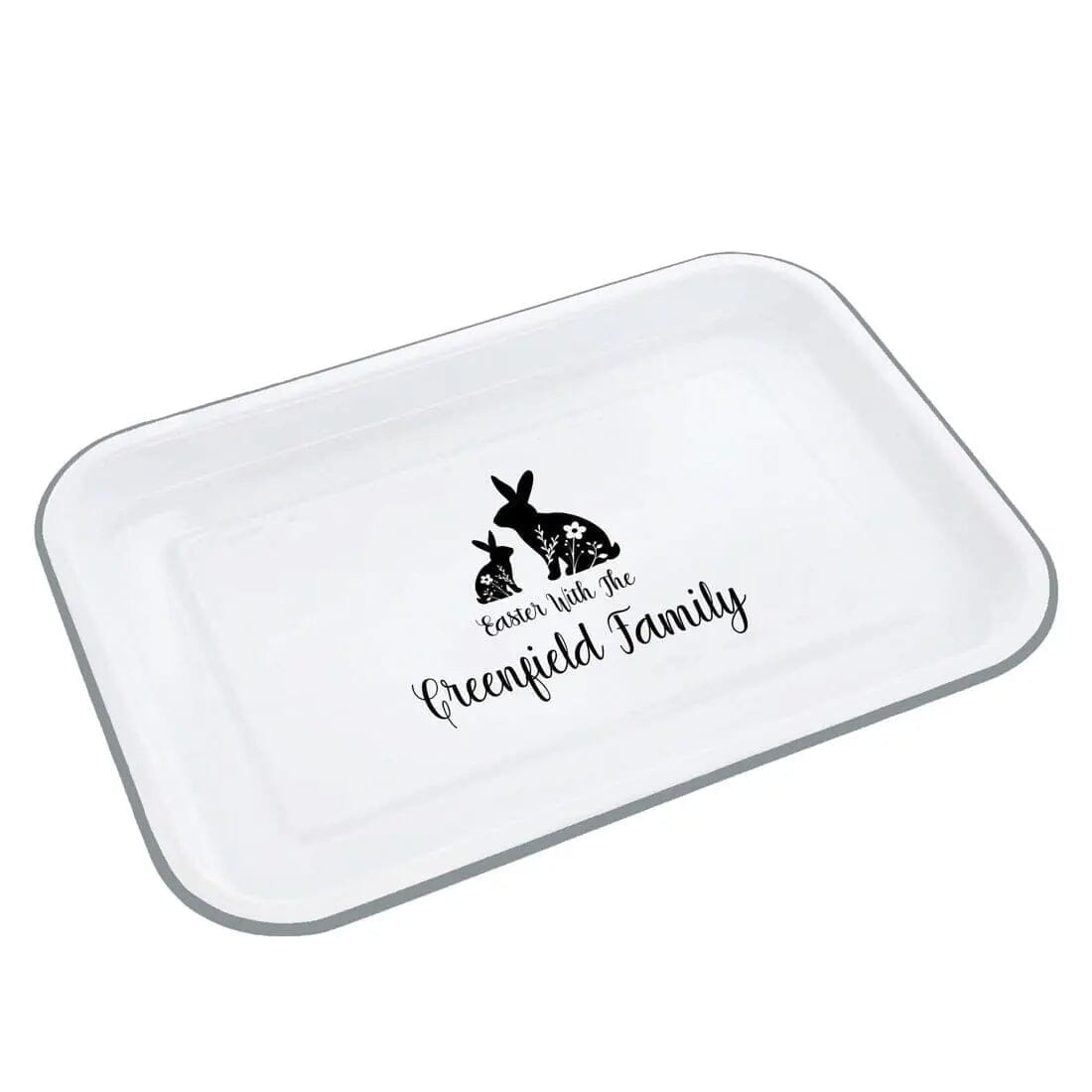 Personalised Family Easter Enamel Serving Tray - Duncan Stewart 1978 Enamel-White-with-Grey-Rim Duncan Stewart 1978