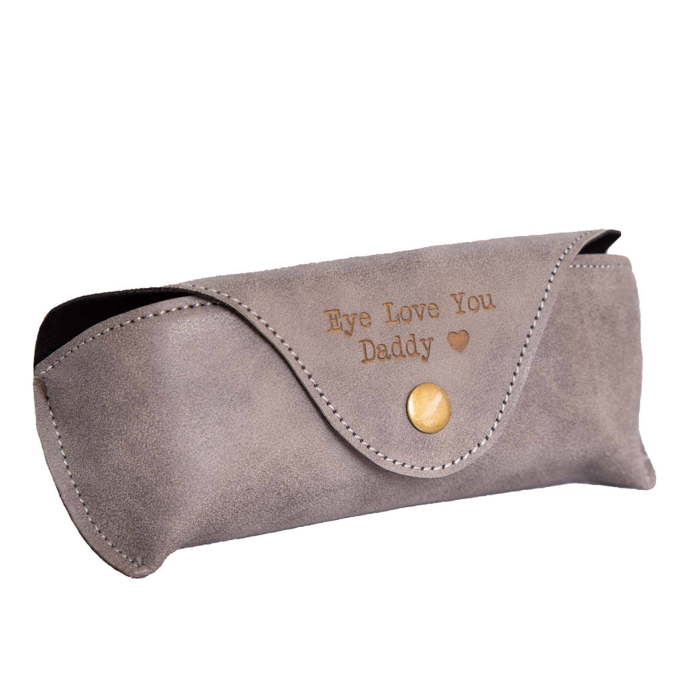 Personalised Faux Leather Glasses Case  white backdrop