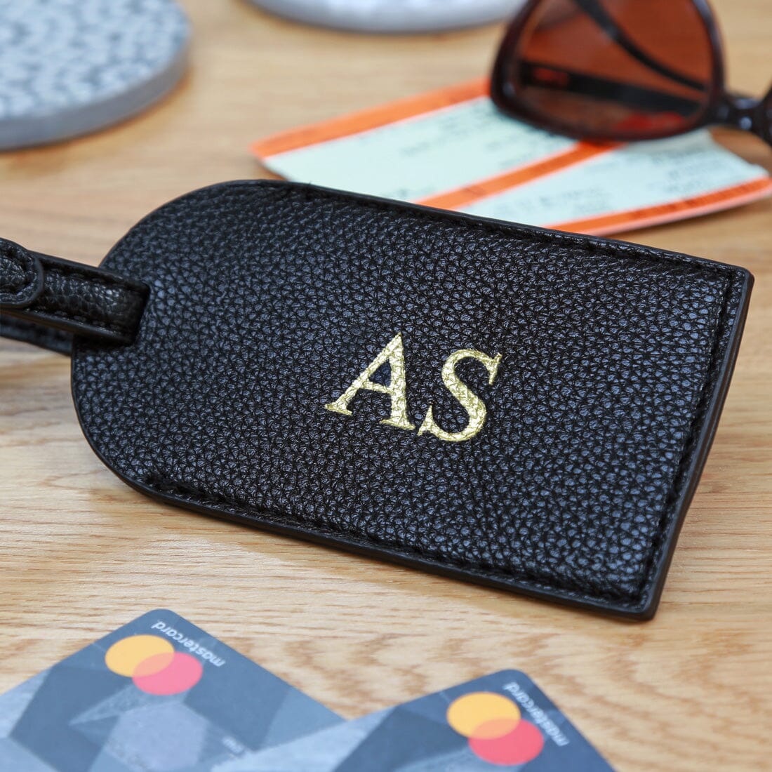 gold foil debossed luggage tag