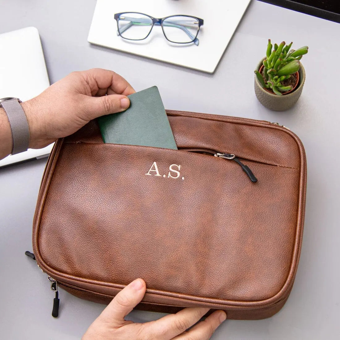 Personalised Faux Leather Travel Organiser Case