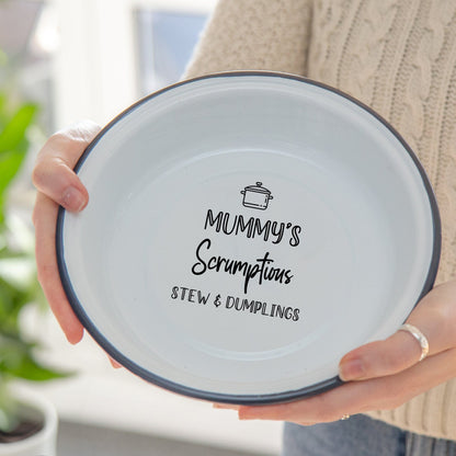 Female holding a Personalised Favourite Food Enamel Bowl