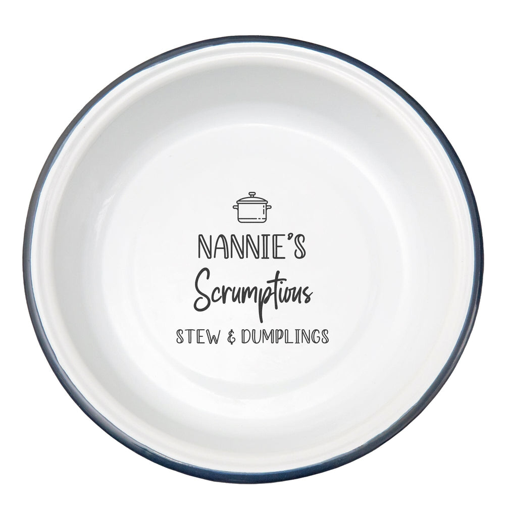 Personalised Favourite Food Enamel Bowl - White Backdrop