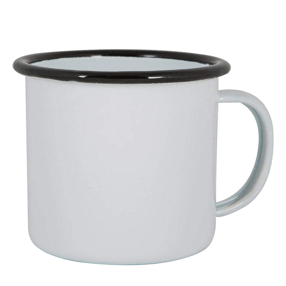 enamel mug with black rim