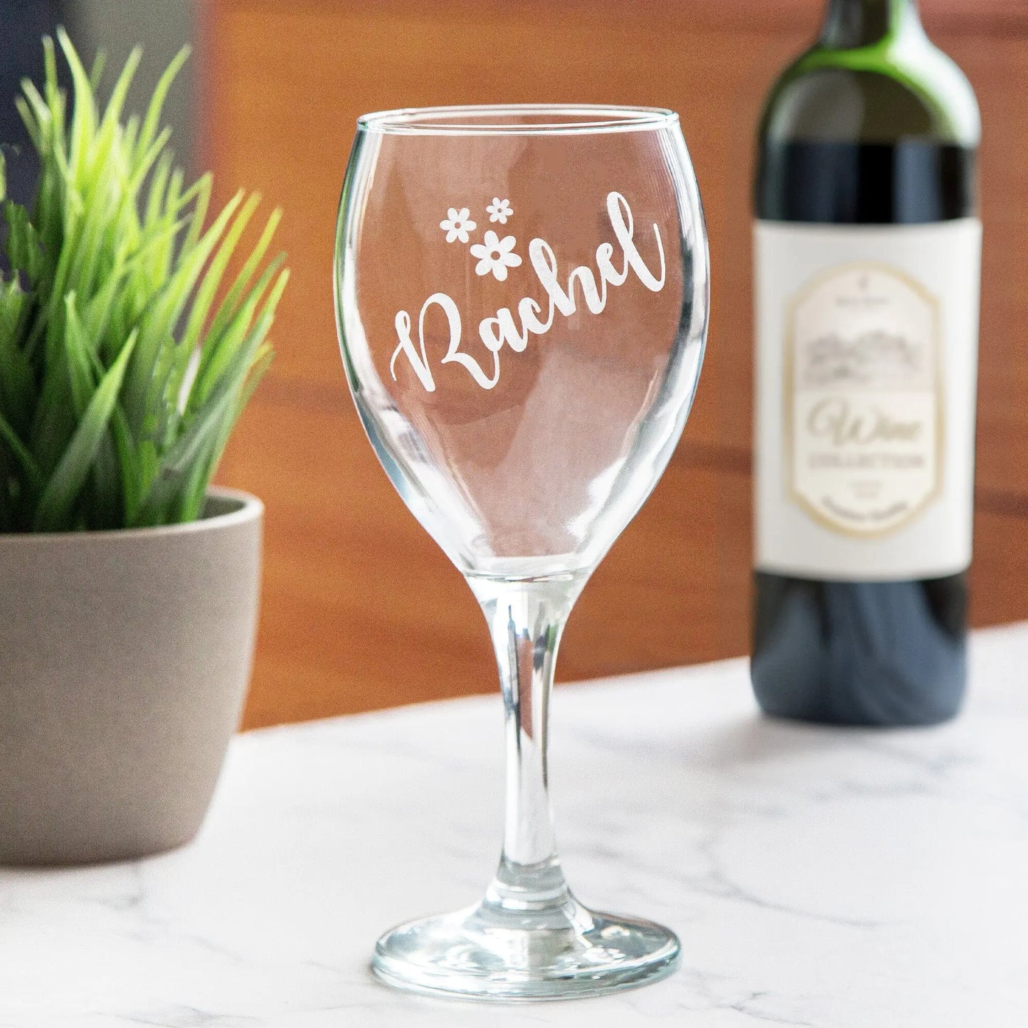 Personalised Floral Rainbow Wine Glass