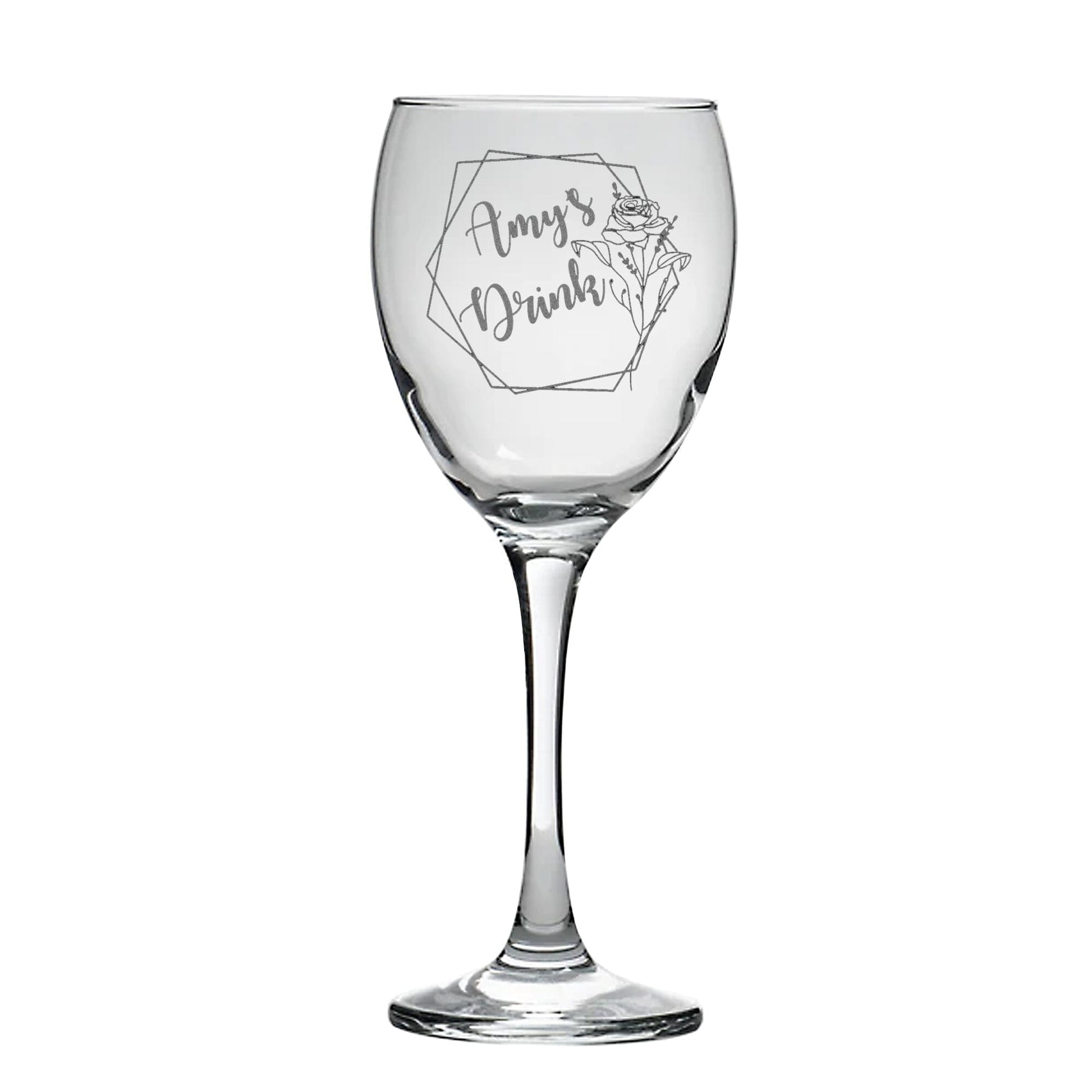 Personalised Floral Geometric Shape Wine Glass