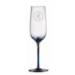 Personalised Floral Initial Metallic Champagne Flute