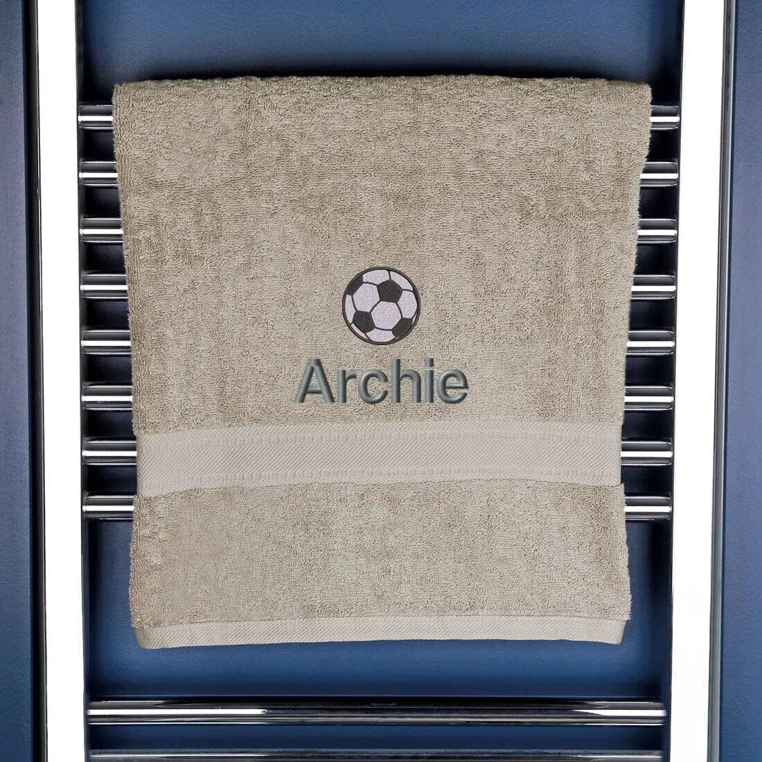 Personalised Football Bath Towel Egyptian - Natural  