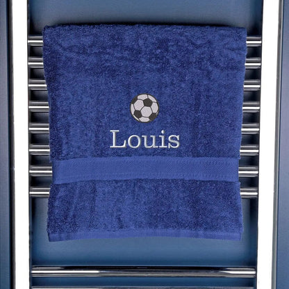 Personalised Football Bath Towel Egyptian - Navy  