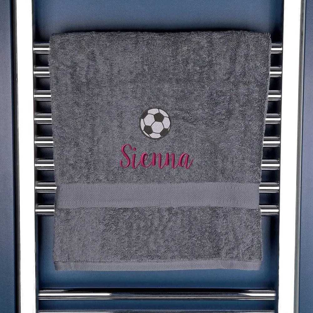 Personalised Football Bath Towel Egyptian - Slate  