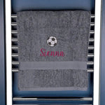 Personalised Football Bath Towel Egyptian - Slate  