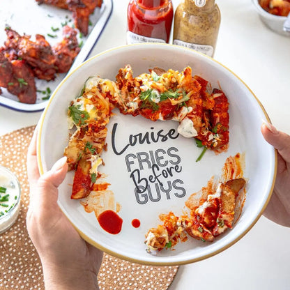 Personalised Fries Before Guys Enamel Bowl   