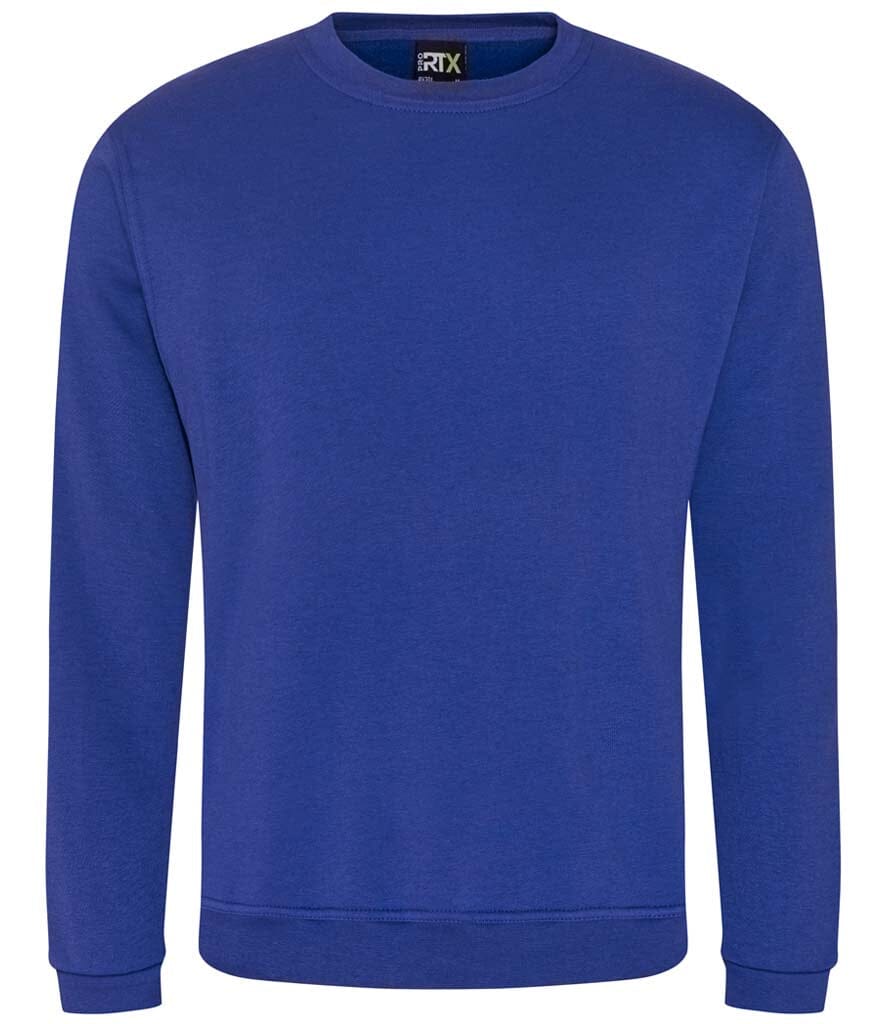 Blue sweatshirt with a brand logo on a white background