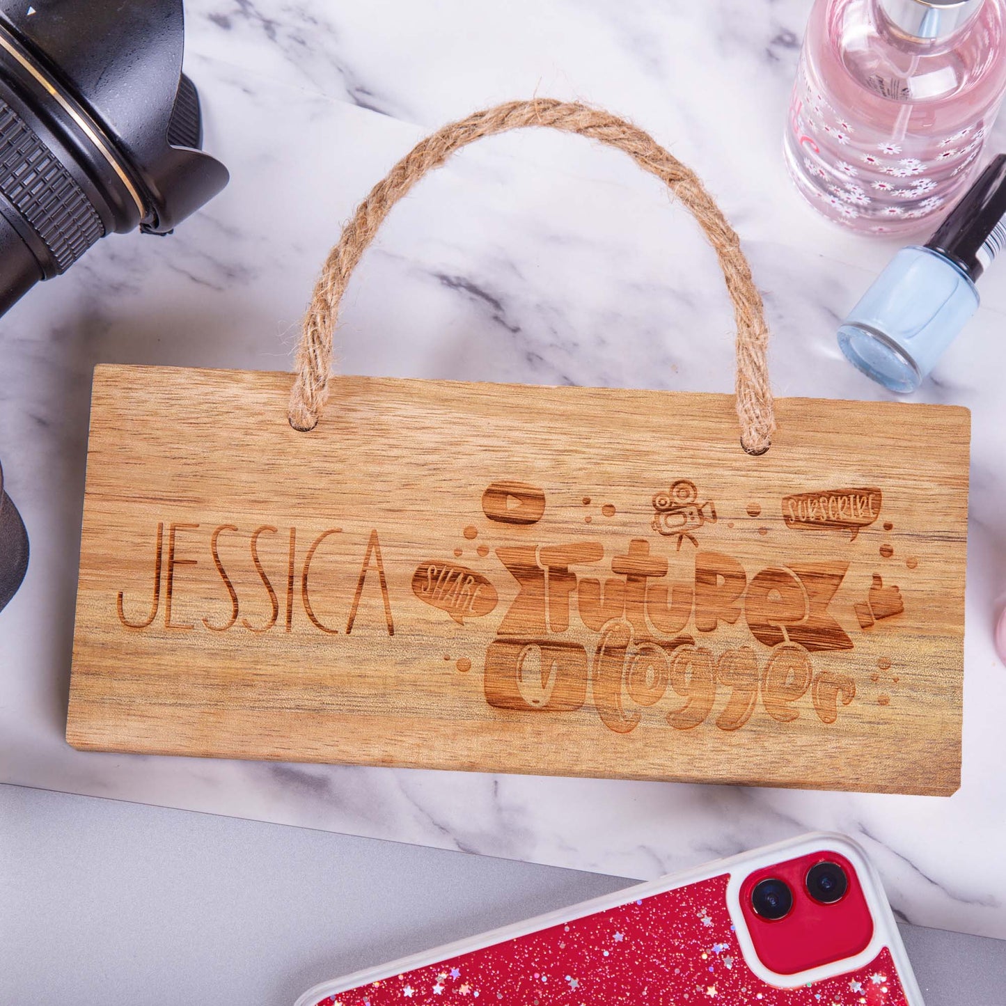 Personalised Future Vlogger Wooden Sign