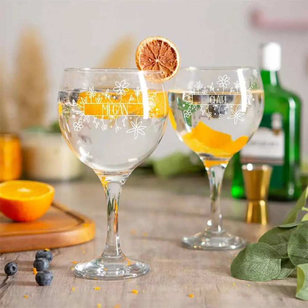 Personalised Gin Glass With Flowers