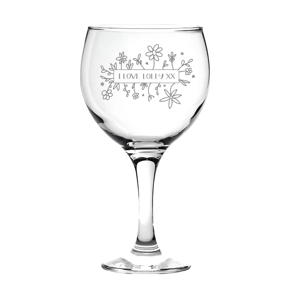 Personalised Gin Glass With Flowers